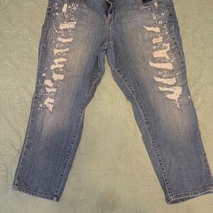 Torrid Blue Distressed Ankle Jeans
